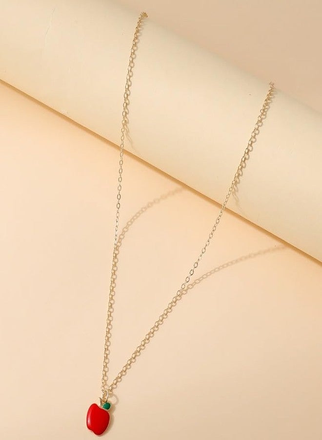 FORUBUS Red Apple Jewelry Set for Women, Includes Apple Pendant Necklace and Earrings, Perfect for Parties, Gifts, and Everyday Wear-apple - Image 4